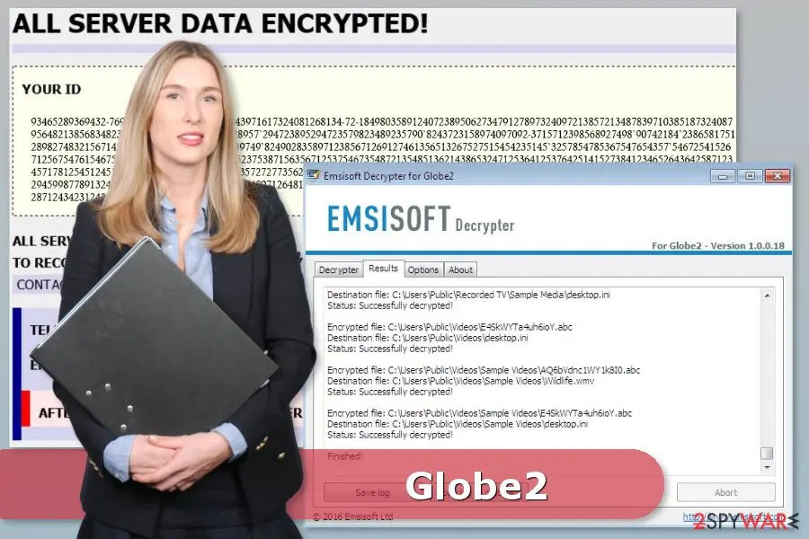 Globe2 ransomware virus: screenshot
