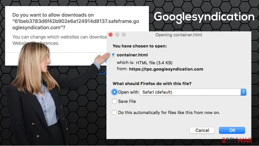 Screenshot of Googlesyndication: suspicious download