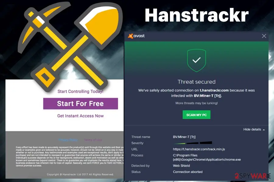 Screenshot of Hanstrackr: trojan miner