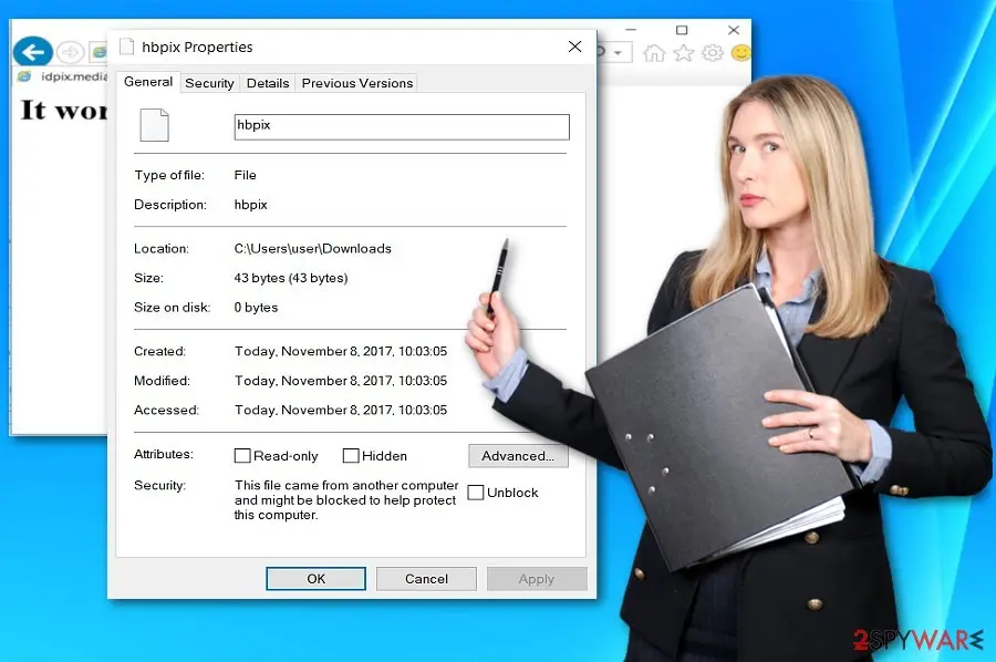 Screenshot of HBpix: virus file