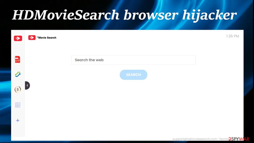 Screenshot of HDMovieSearch: browser hijacker