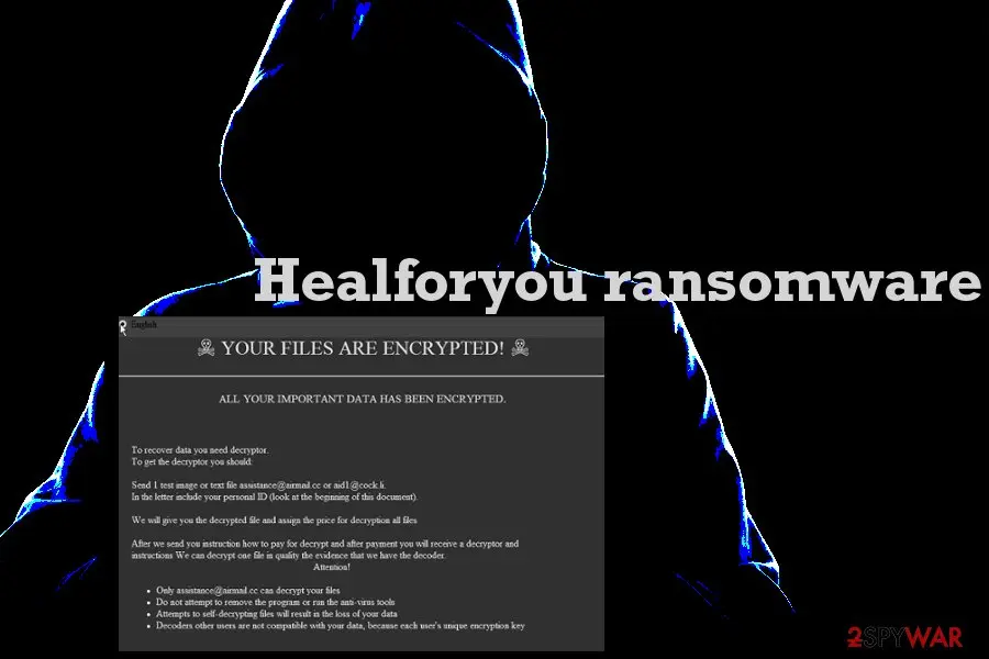 Screenshot of Healforyou ransomware: virus