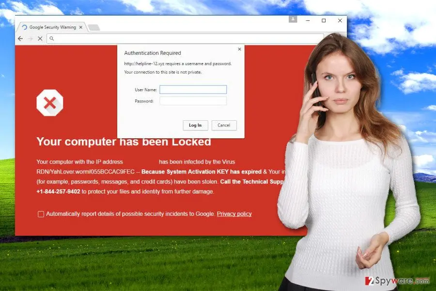 Helpline: 12 xyz tech support scam virus