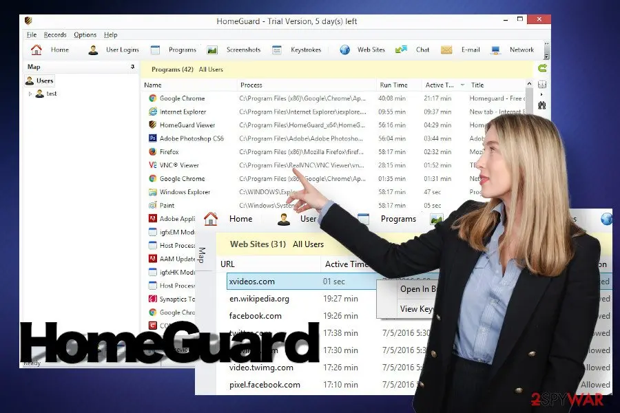Screenshot of HomeGuard: malware