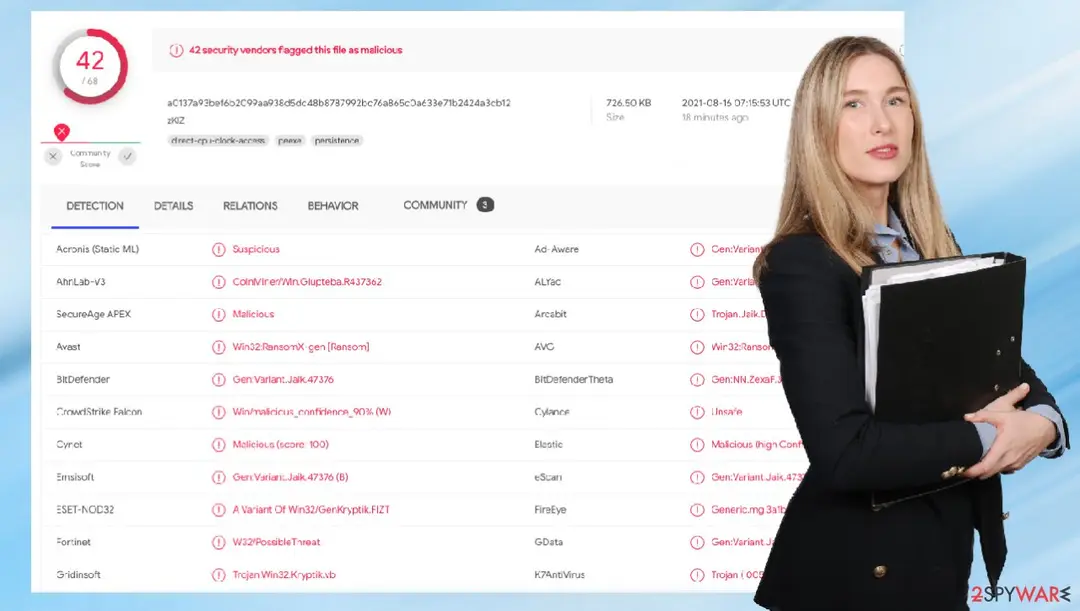 Screenshot of Hoop ransomware: virus