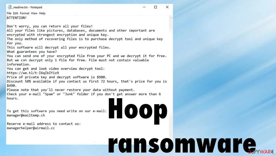 Screenshot of Hoop ransomware: screenshot