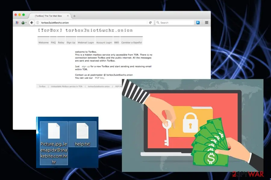 Screenshot of HrHr ransomware: screenshot