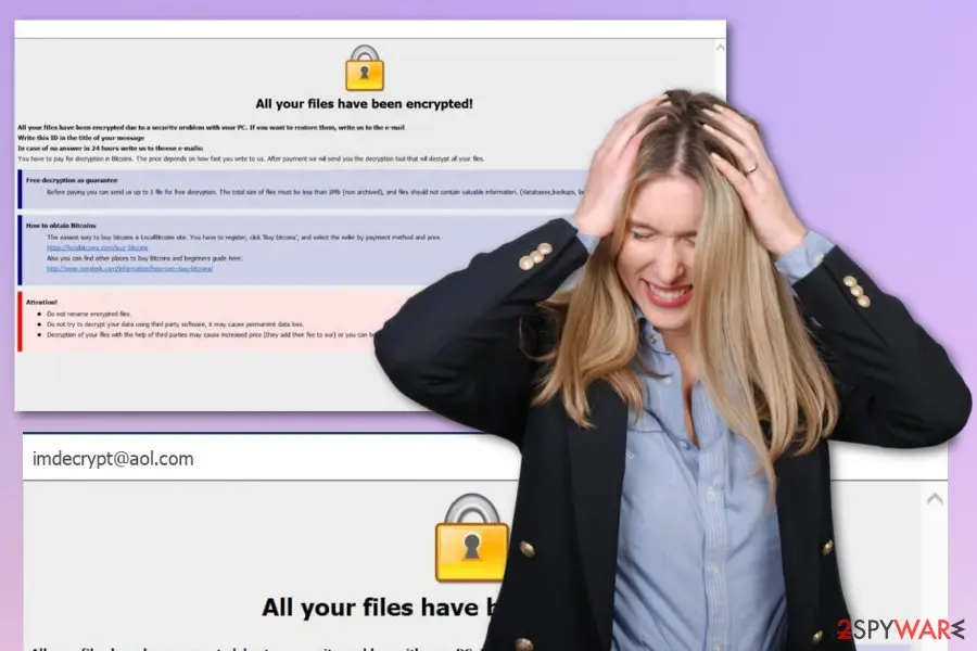 Screenshot of IMI ransomware: dharma