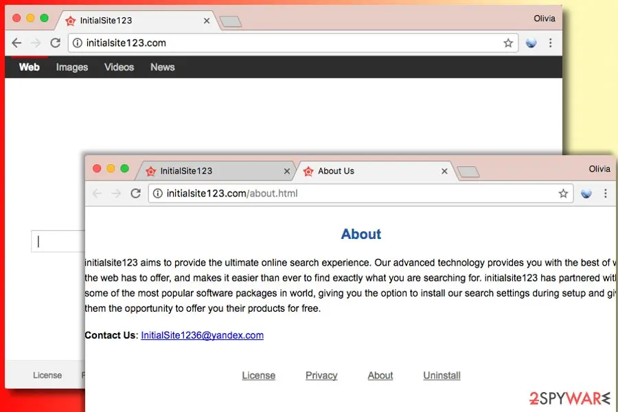 InitialSite123: com redirect virus