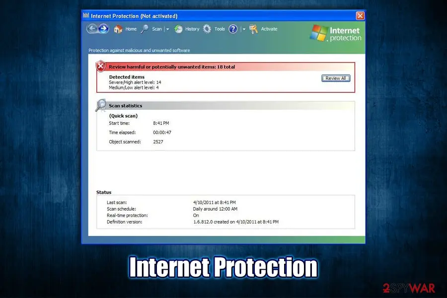 Internet Protection: virus rogue anti spyware