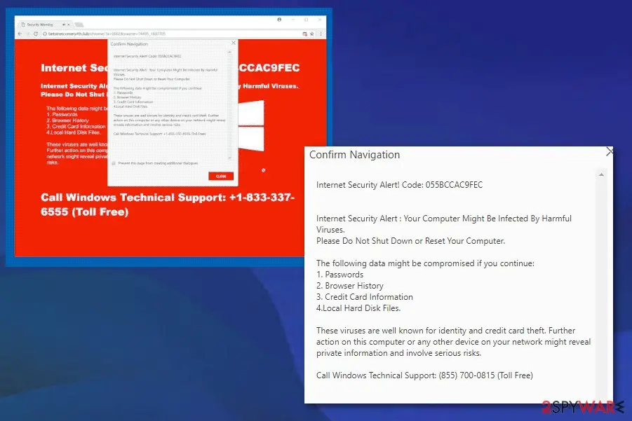 Code 055BCCAC9FEC: internet security alert