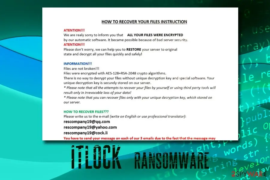 ITLOCK: ransomware malware matrix variant january 2019