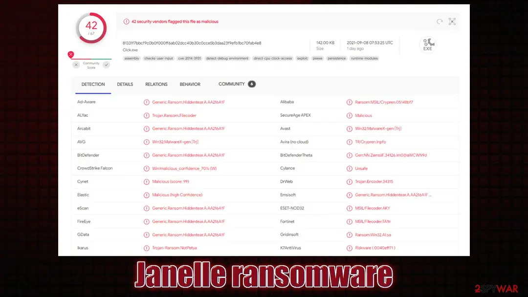 Janelle ransomware: hiddentear based