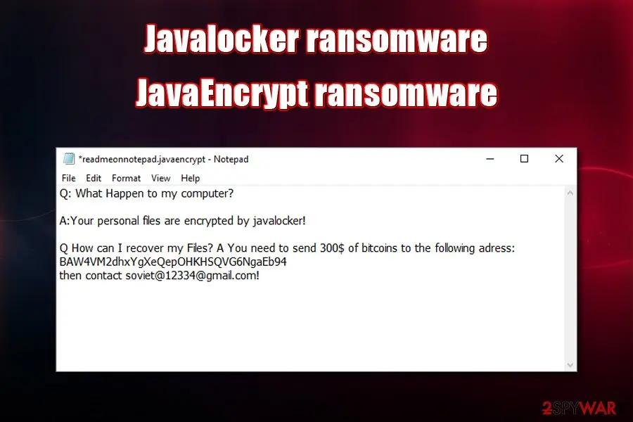 Javalocker ransomware, JavaEncrypt ransomware: javalocker ransomware javaencrypt ransomware malware file locking virus