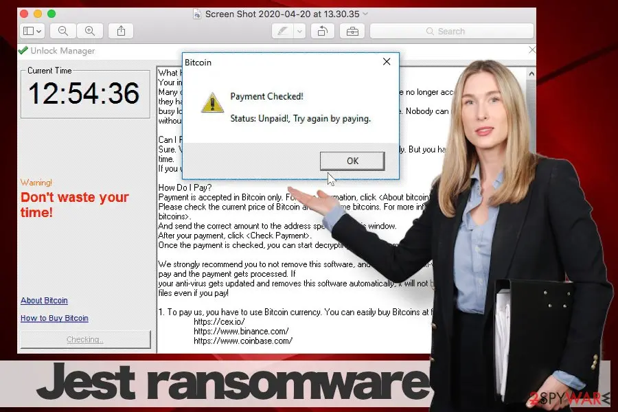 Screenshot of Jest: ransomware virus