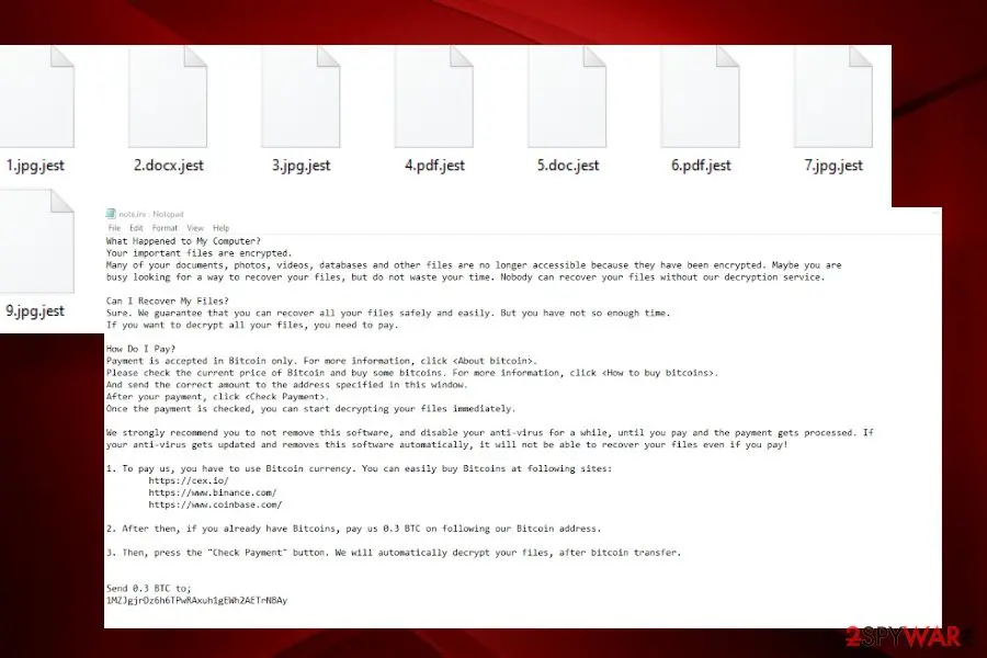 Screenshot of Jest: ransomware