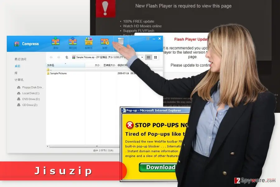 Screenshot of Jisuzip virus: screenshot