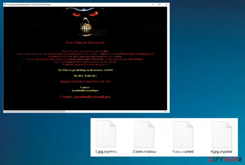 Screenshot of Josephnull ransomware: screenshot