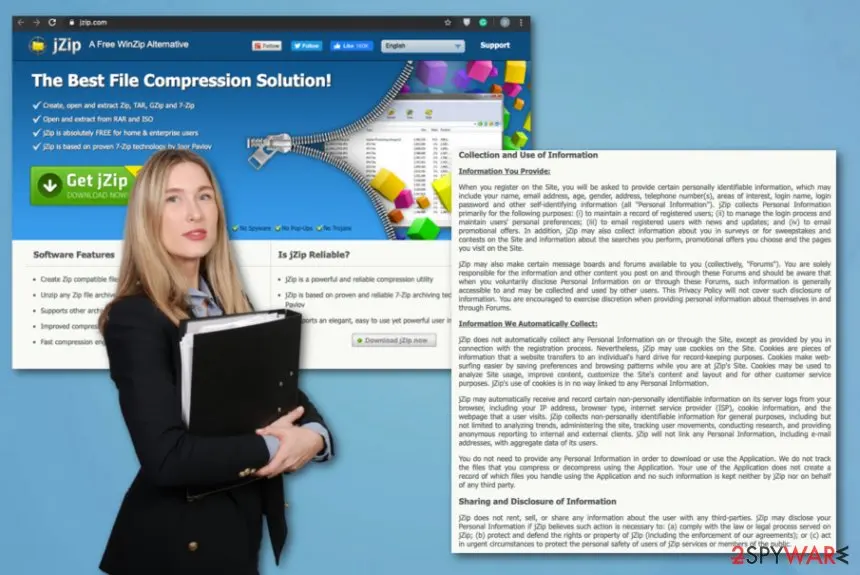 Screenshot of jZip: adware