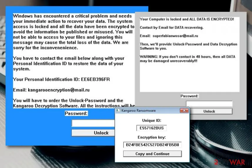 Screenshot of Kangaroo ransomware: screenshot