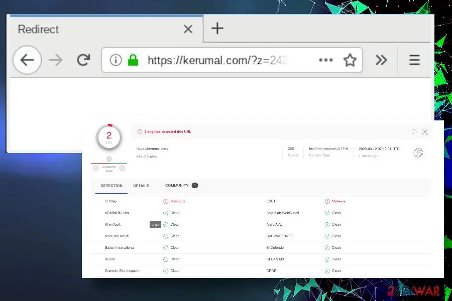 Screenshot of Kerumal: keruma redirects