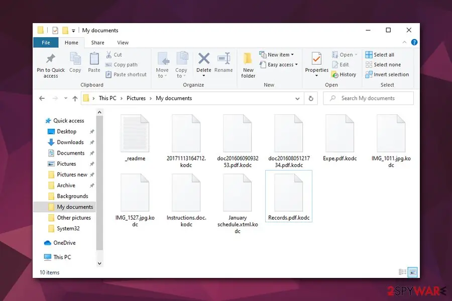 KODC ransomware: encrypted files