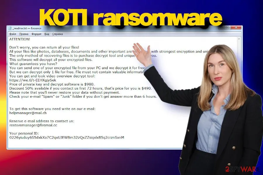 Screenshot of Koti: ransomware