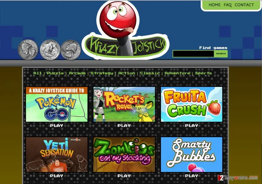 Krazy Joystick Games ads: krazy joystick games virus adware illustration