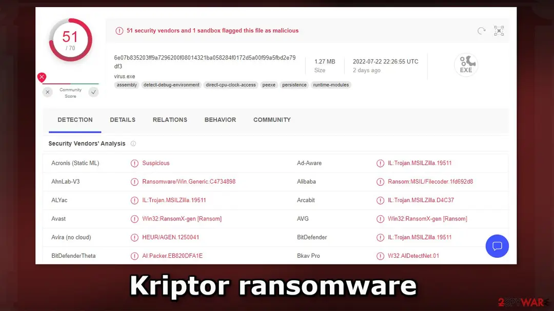 Screenshot of Kriptor: ransomware