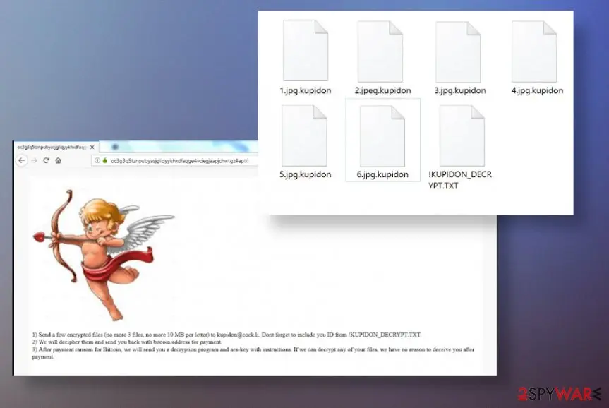 Screenshot of Kupidon ransomware: virus