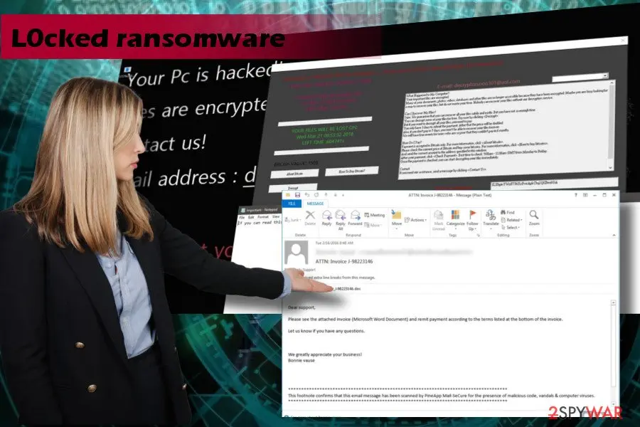 Screenshot of L0cked ransomware: virus