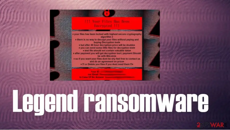 Screenshot of Legend ransomware: screenshot