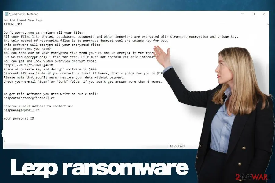 Screenshot of Lezp: lepz ransomware