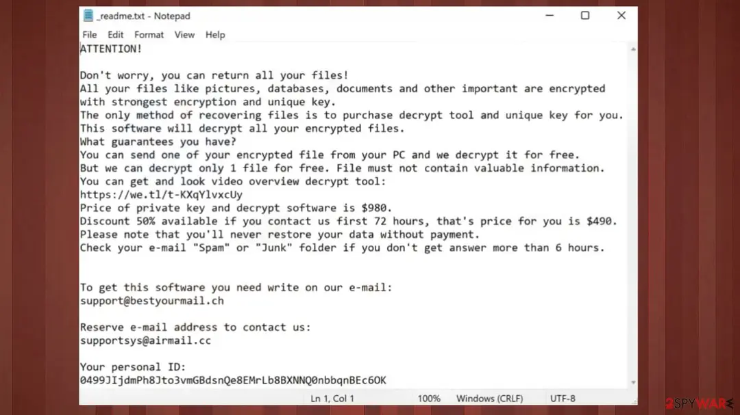 Screenshot of Lltt ransomware: screenshot