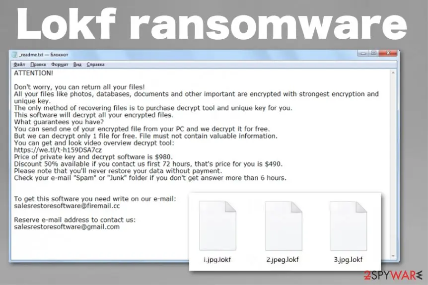 Screenshot of Lokf ransomware: screenshot