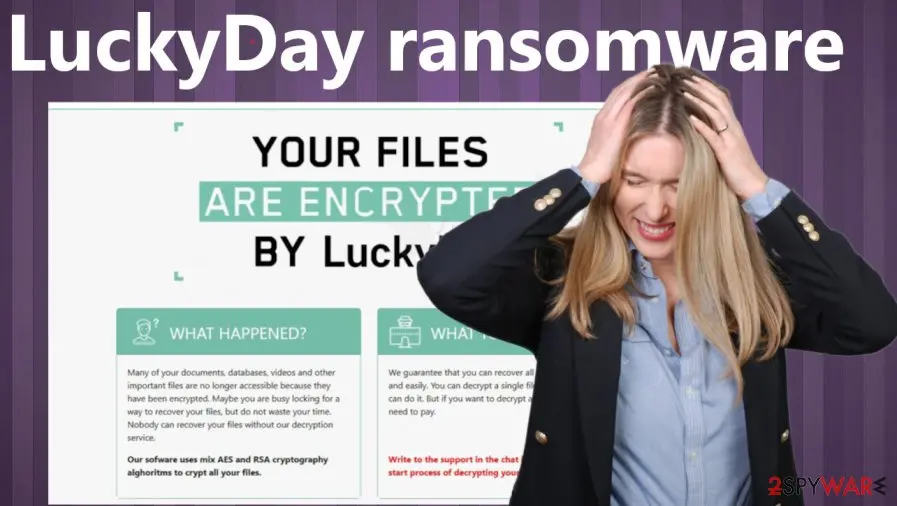 Screenshot of LuckyDay ransomware: virus