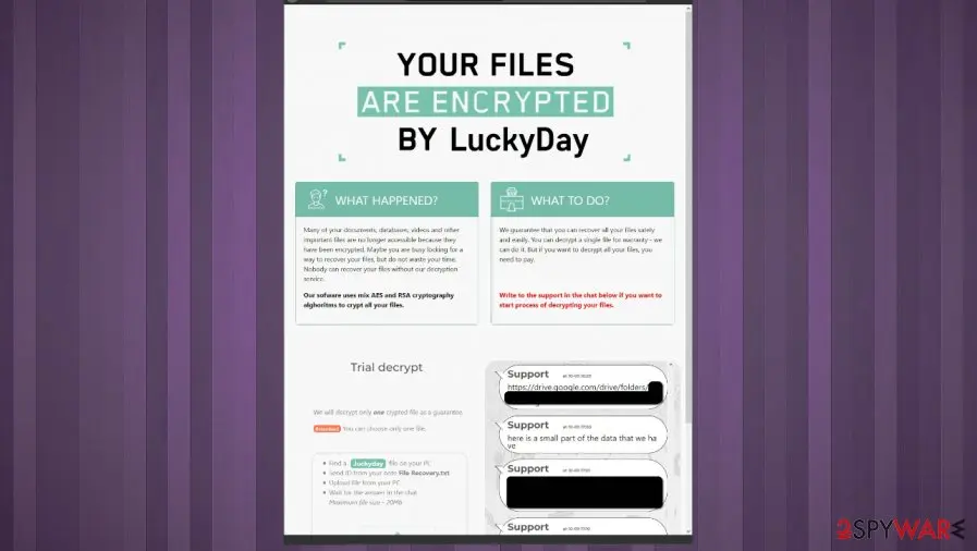 Screenshot of LuckyDay ransomware: screenshot