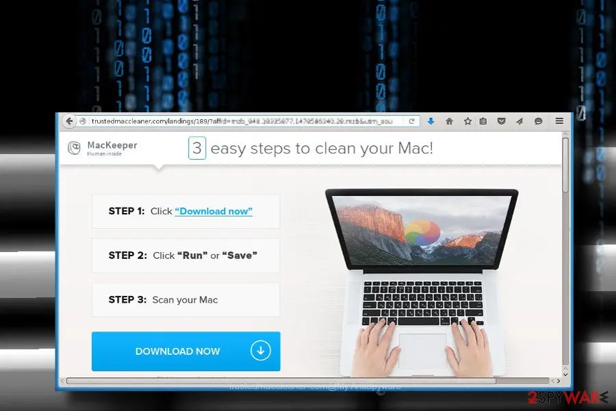 Screenshot of MacKeeper: ads