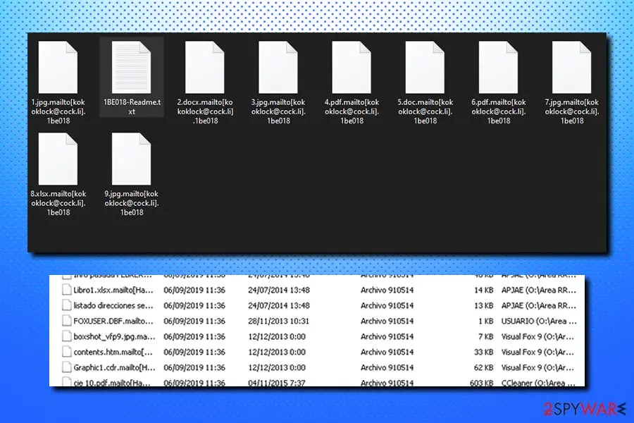 Mailto ransomware: appends random six symbol extension