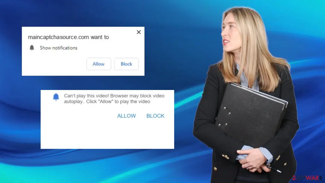 Maincaptchasource: push notification virus