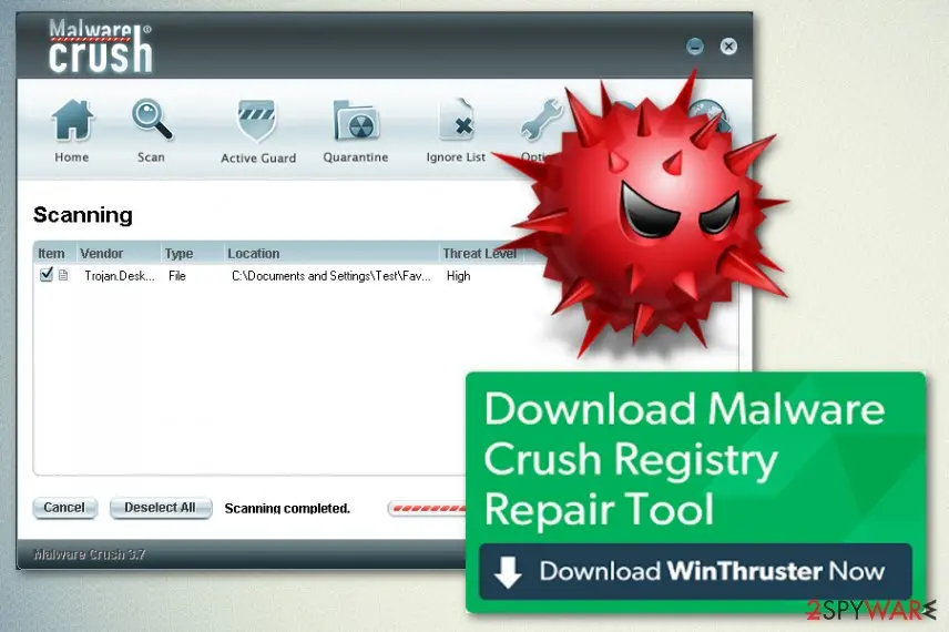 Screenshot of MalwareCrush: virus