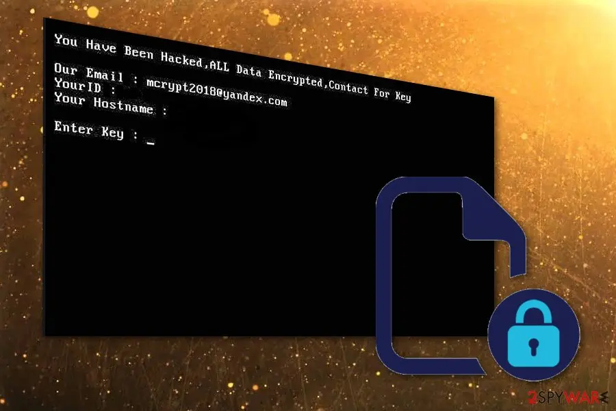 Screenshot of MCrypt2018 ransomware: virus