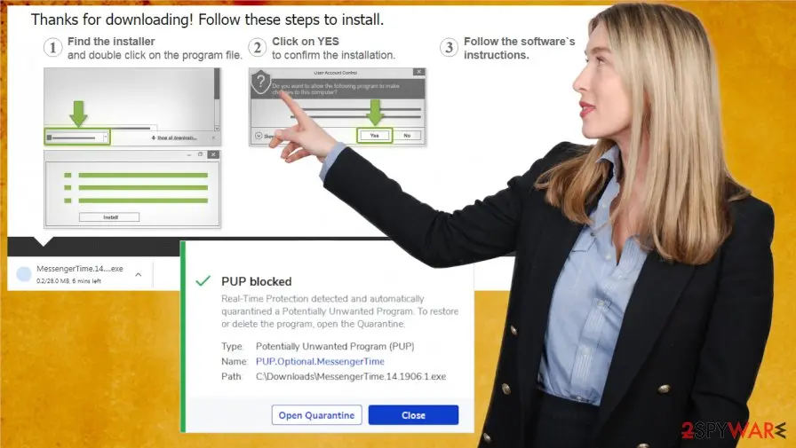 Screenshot of MessengerTime: pup virus