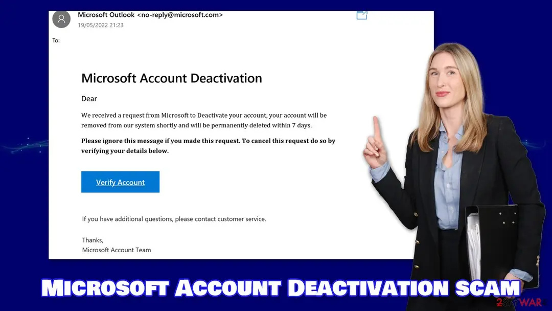 Microsoft Account Deactivation: scam email