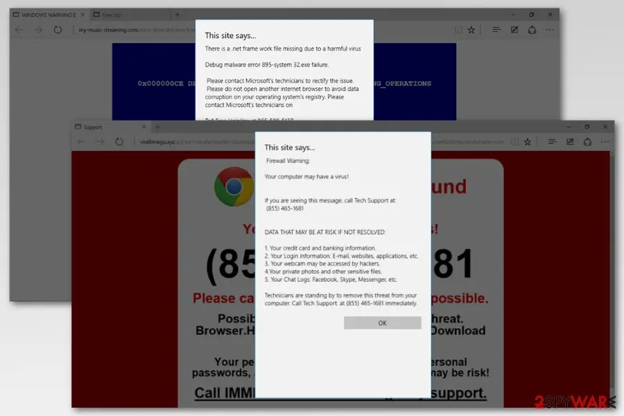 Microsoft Edge virus: examples