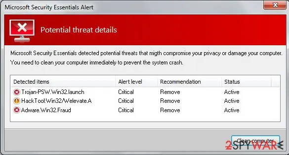 The fake Microsoft Security Essentials Alert: microsoft security essentials fake alert