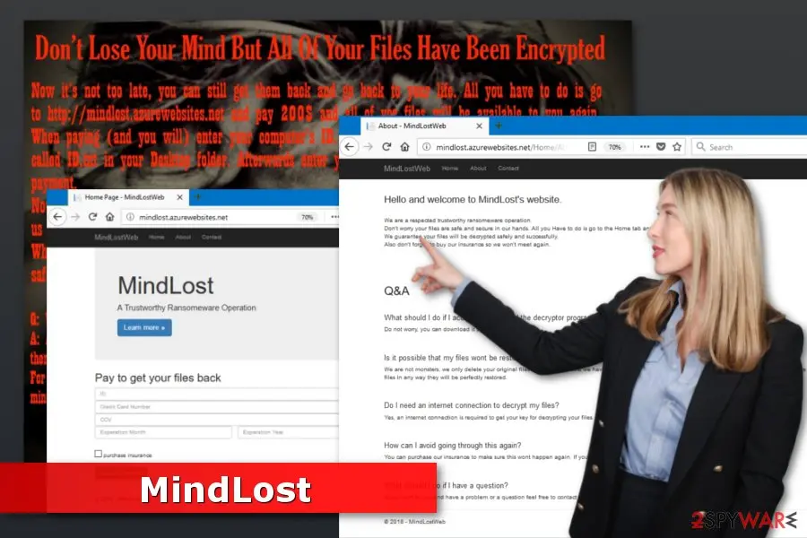 Screenshot of MindLost ransomware: screenshot