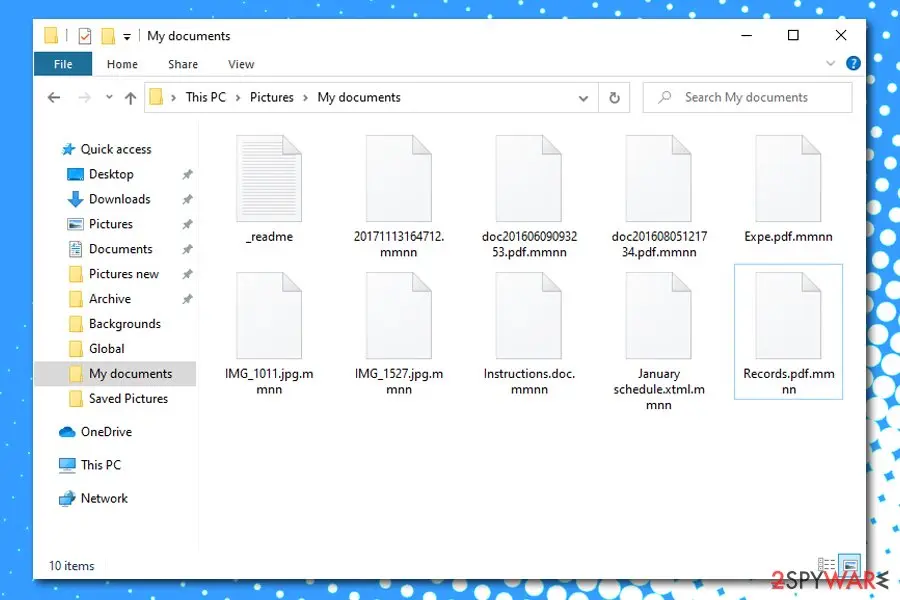 Mmnn ransomware: locked files