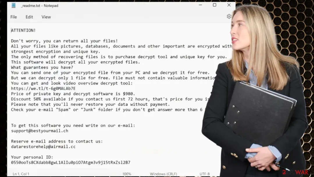 Screenshot of Mmvb ransomware: virus