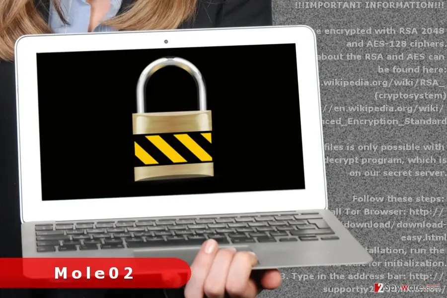 Mole02 ransomware virus: screenshot